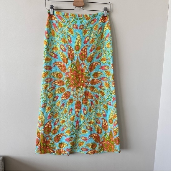 ZARA-PAISLEY Floral Tie Waist Detail Midi Skirt (Size:Small) - Picture 4 of 11